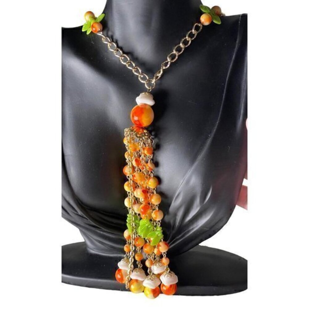 Vintage Hong Kong Plastic Fruit Necklace from 1950’s MCM
